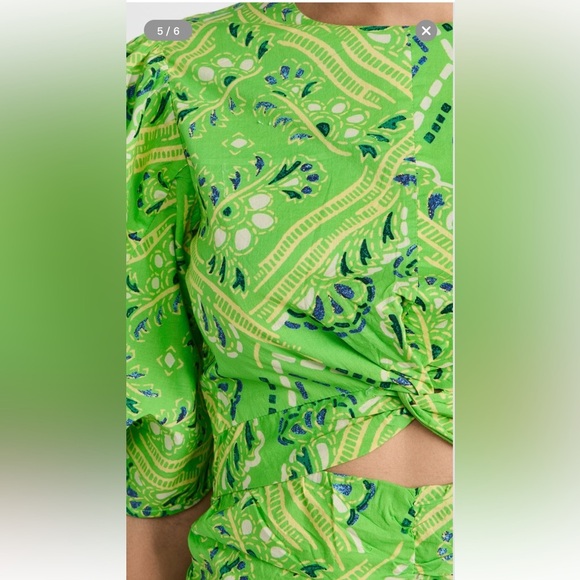 Chic Green and Yellow Mini Dress - Picture 5 of 8